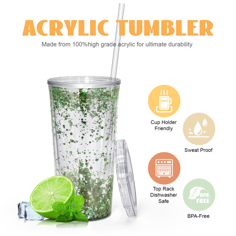 Free Shipping USA Warehouse 24oz Double Wall Fillable Acrylic Cup BPA Free Clear Pre-drilled for Glitter Snow Globe Tumbler