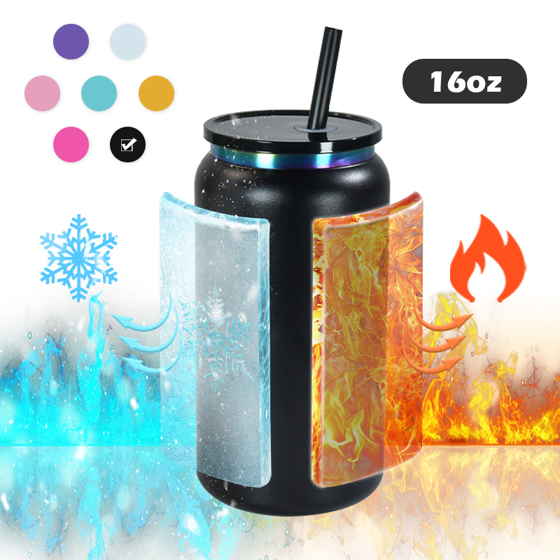 16oz Electroplate Rainbow Plated Powder Coated Double Wall Stainless Steel Mugs Tumblers Cups Can Jar for Laser Engraving