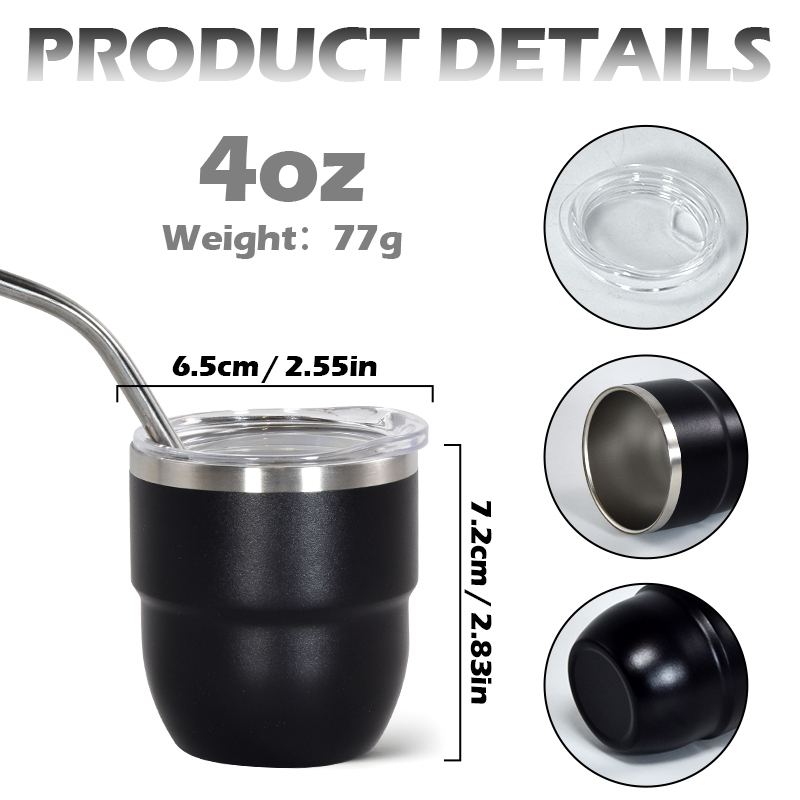 OEM/ODM Customized Stainless Steel 4oz Double Wall Mini Mugs Kids Coffee Mug 4 oz Stackable Coffee Cup With Lids