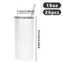 RTS USA Warehouse Stocked 25pcs/ctn 15oz Sublimation Straight Tumbler With Plastic Straw