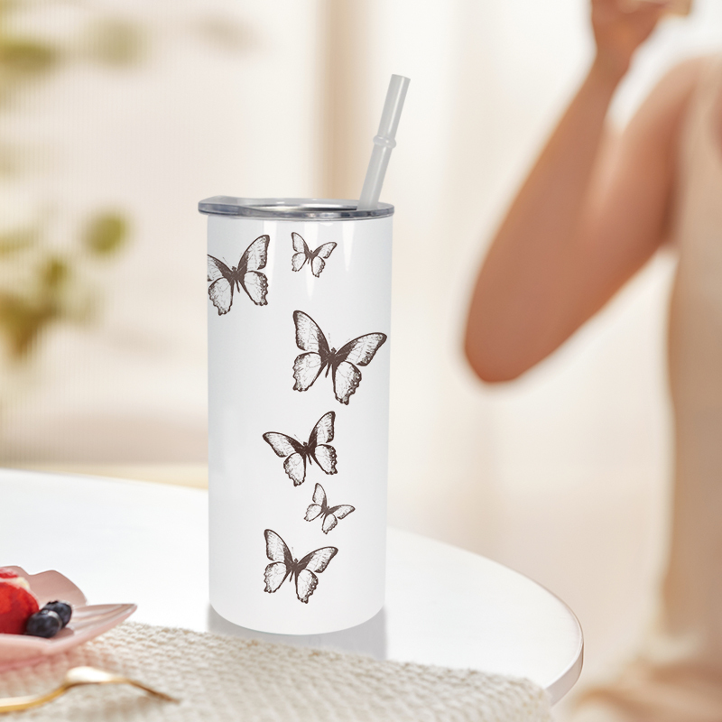 RTS USA Warehouse Stocked 25pcs/ctn 15oz Sublimation Straight Tumbler With Plastic Straw
