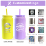 16oz Glossy Stainless Steel SS304 Cup Sublimation Color Mug Mason Can Double Walled Vacuum Tumbler with Color Plastic Straw Lid