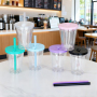 Pre-drilled 360ml Tumblers Double Wall Snow Globe Coffee Tumbler with Lid and Straw Plastic Snow Globe Cups with Pre-drill Hole