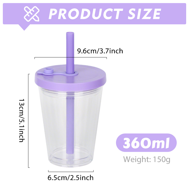 Pre-drilled 360ml Tumblers Double Wall Snow Globe Coffee Tumbler with Lid and Straw Plastic Snow Globe Cups with Pre-drill Hole