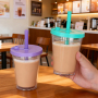 Pre-drilled 360ml Tumblers Double Wall Snow Globe Coffee Tumbler with Lid and Straw Plastic Snow Globe Cups with Pre-drill Hole