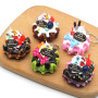 Cute Keychains 4 Different Types PVC Girly Key Chain with Cake Candy Ice Cream with Metal Ring