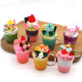 Cute Keychains 4 Different Types PVC Girly Key Chain with Cake Candy Ice Cream with Metal Ring