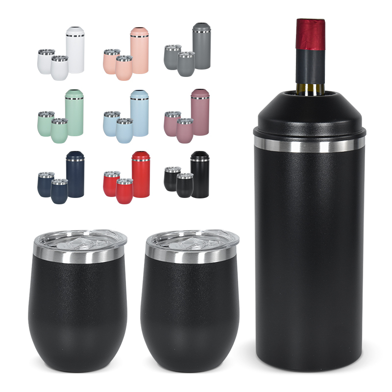 25OZ Powder Coating Double Wall Stainless Steel Wine Bottle Cooler 12oz Tumblers Set With Gift Box