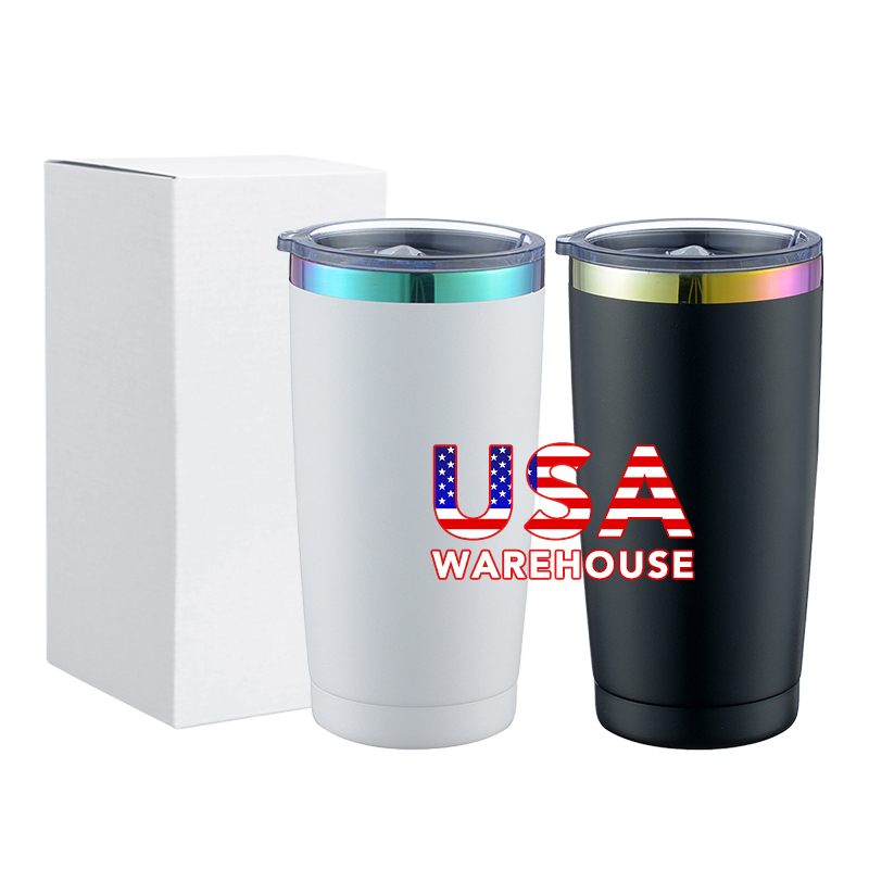 RTS US 20oz Double Wall Stainless Steel Coffee Tumbler Powder Coated Travel Tumbler Cup 25pcs Mixed Lids Novelty Gift Vacuum