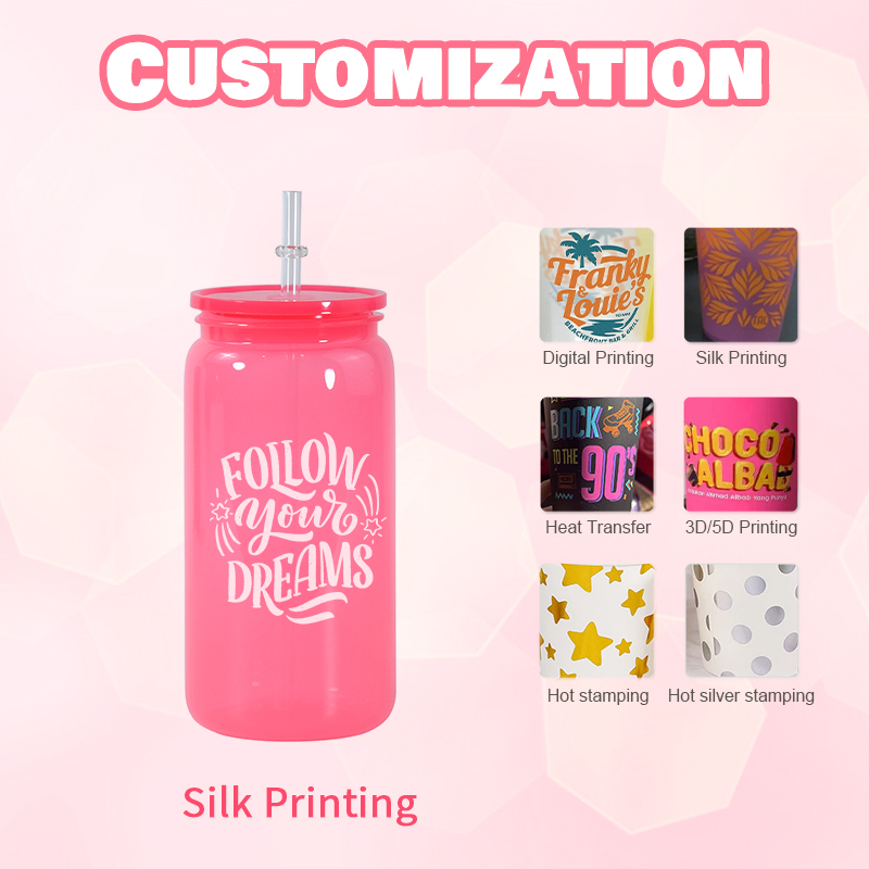 16oz Eco-Friendly PC Material Cold Cup Colorful Plastic Tumbler with Straw and Colorful Lids for School & Presentations