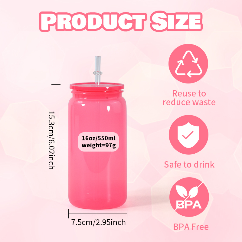 16oz Eco-Friendly PC Material Cold Cup Colorful Plastic Tumbler with Straw and Colorful Lids for School & Presentations