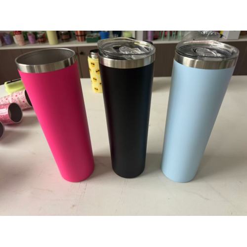 Wholesale Powder Coated 30 oz Stainless Steel Straight Tumbler with Lid and Straw Skinny for Direct Drinking and Boiling Water
