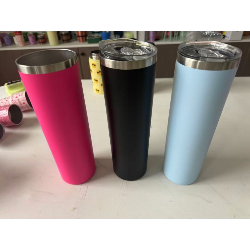 Wholesale Powder Coated 30 oz Stainless Steel Straight Tumbler with Lid and Straw Skinny for Direct Drinking and Boiling Water