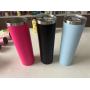 Wholesale Powder Coated 30 oz Stainless Steel Straight Tumbler with Lid and Straw Skinny for Direct Drinking and Boiling Water