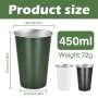 RTS 12pcs Black Custom Logo 450ml Single Wall Stainless Steel Powder Coated Beer Mugs Portable Coffee Drinking Cups