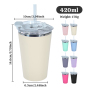 Custom Logo 15oz/420ml Tumbler Inner Stainless Steel Outer Plastic Coffee Cup with Leakproof Lid Water Bottle for Beer Mug Flask