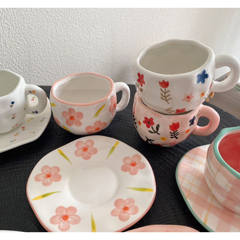 Breakfast Milk Cup Blue Sky and White Clouds Ceramic Water Bottle Coffee Cup Set Household Cups