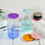 Stone Lids for 16oz Glass Cups Can Tumbler Mugs Colored Replacement Plastic Lid Sparkling Cover Bling Rhinestone Top Lids