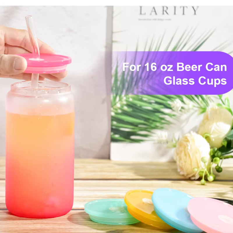 Stone Lids for 16oz Glass Cups Can Tumbler Mugs Colored Replacement Plastic Lid Sparkling Cover Bling Rhinestone Top Lids