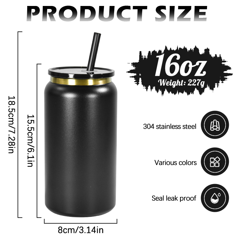 Laser Engraving Blank 16oz Gold-Plated Double-Layer Vacuum Insulated Powder Coated White Metal Tumbler Cup