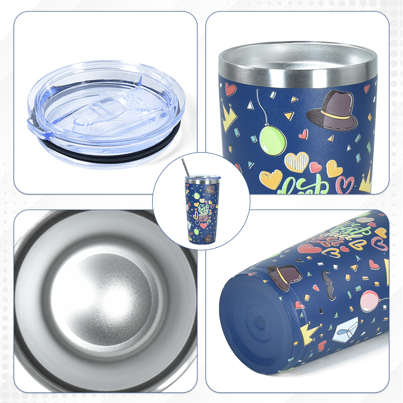 20oz Powder Coated Skinny Straight Tumblers for Father's Day 20oz Colored Matte Car Tumblers with Father's Day Printing
