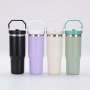 Custom 30oz Double Wall Stainless Steel Tumbler Vacuum Water Bottle Coffee Cup Powder Coated Travel Mug with Flip Straw Handle