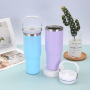 Custom 30oz Double Wall Stainless Steel Tumbler Vacuum Water Bottle Coffee Cup Powder Coated Travel Mug with Flip Straw Handle