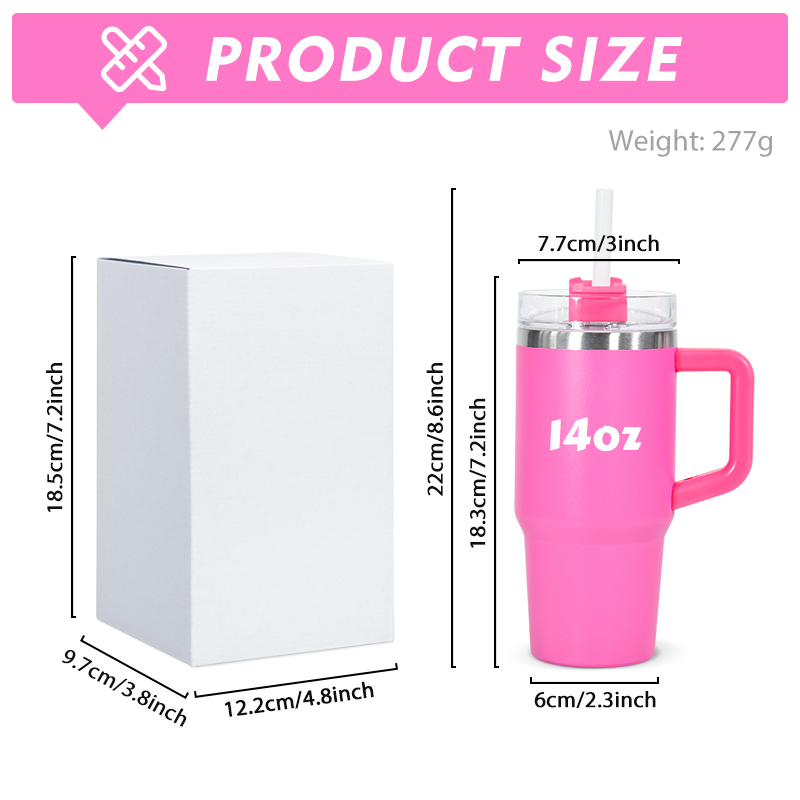 Custom Logo 14oz Children's Tumbler Double Walled Stainless Steel Insulated Coffee Mug Cup with Handle