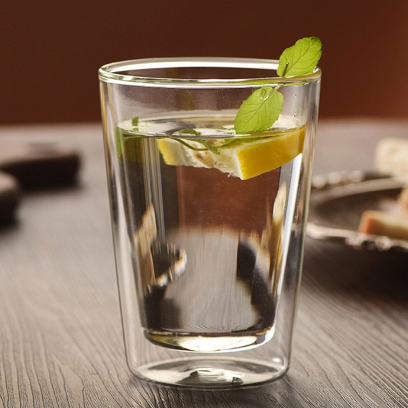 Custom Logo 250ml 350ml 450ml Double Wall Glass Cup Set High Borosilicate Glass Clear High Temperature Resistance Tea Coffee Mug