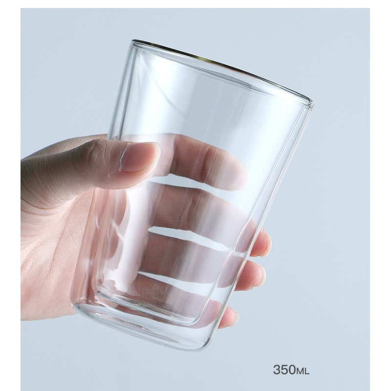 Custom Logo 250ml 350ml 450ml Double Wall Glass Cup Set High Borosilicate Glass Clear High Temperature Resistance Tea Coffee Mug