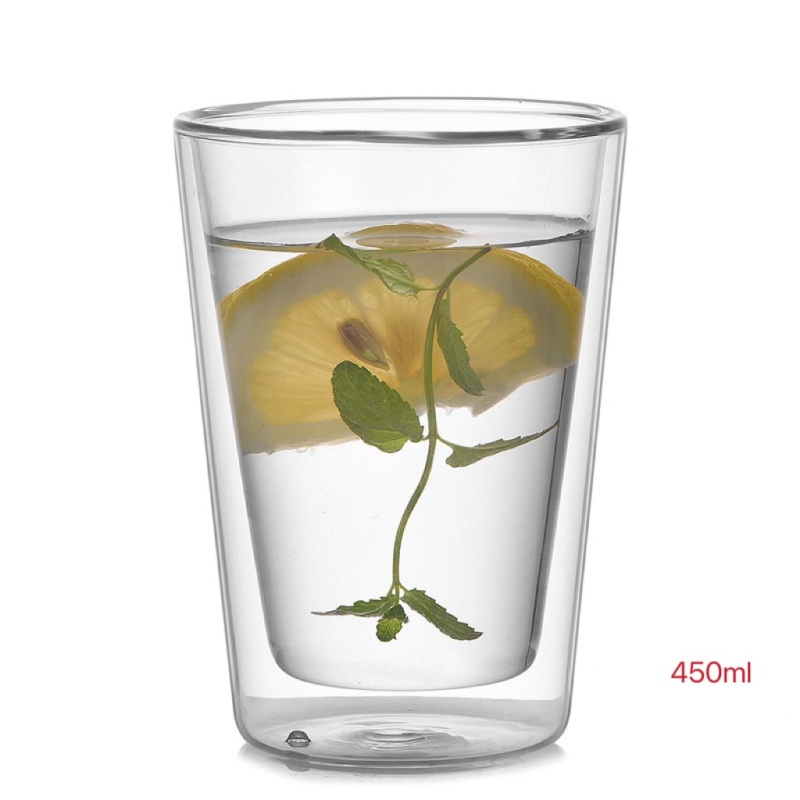 Custom Logo 250ml 350ml 450ml Double Wall Glass Cup Set High Borosilicate Glass Clear High Temperature Resistance Tea Coffee Mug