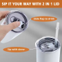 US Warehouse RTS 20oz Tumbler Insulated Double Wall Stainless Steel Tumbler Sublimation Blank with Plastic Straw Slide Lid 25pcs