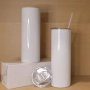 US Warehouse RTS 20oz Tumbler Insulated Double Wall Stainless Steel Tumbler Sublimation Blank with Plastic Straw Slide Lid 25pcs