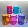 US WAREHOUSE New Jelly Cup With Lids 17oz Candy Colors Sublimation Glass Can Hot Sale Beer Cups With Handle and Plastic Straw