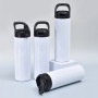 20oz Skinny Straight Sublimation White Blank Tumbler with Handle Screw Portable Sippy up Lid Water Bottle for Heat Press