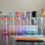 20oz Gradient Color Plastic Mason Cup Outdoor Portable Can Reusable BPA Free