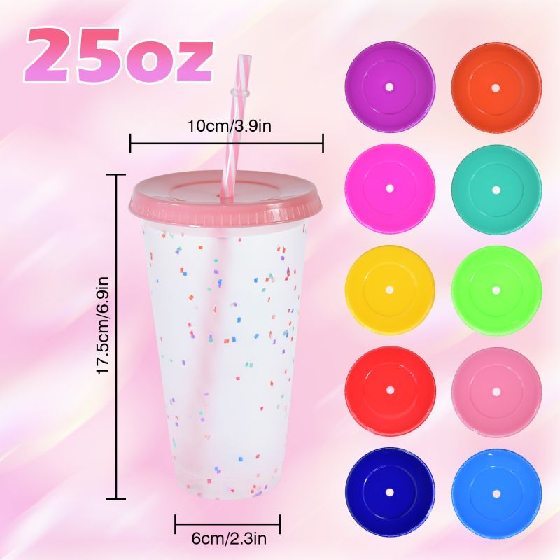 REUSABLE 25oz Plastic Cups Single Layer Cold Color Change Changing Personalization Tumbler Mugs Food Grade PP