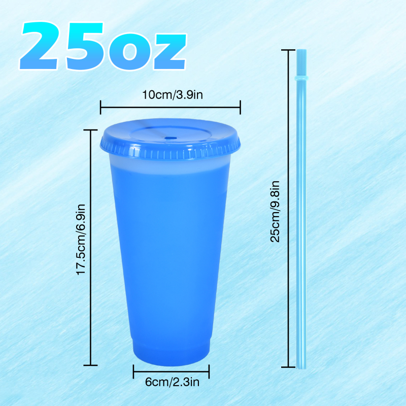 REUSABLE 25oz Plastic Cups Single Layer Cold Color Change Changing Personalization Tumbler Mugs Food Grade PP