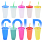 REUSABLE 25oz Plastic Cups Single Layer Cold Color Change Changing Personalization Tumbler Mugs Food Grade PP