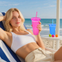 REUSABLE 25oz Plastic Cups Single Layer Cold Color Change Changing Personalization Tumbler Mugs Food Grade PP