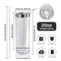 New 20oz Double Wall Snow Globe Tumbler Plastic Inner Stainless Steel Tumbler Pre-Drilled for Glitter DIY Personalized