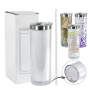 New 20oz Double Wall Snow Globe Tumbler Plastic Inner Stainless Steel Tumbler Pre-Drilled for Glitter DIY Personalized