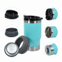 Custom logo 14oz 4-in-1 Powder Coated Beer Can Cooler with 2 Lids Double Wall Stainless Steel Can Cooler Tumbler Insulated