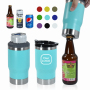 Custom logo 14oz 4-in-1 Powder Coated Beer Can Cooler with 2 Lids Double Wall Stainless Steel Can Cooler Tumbler Insulated