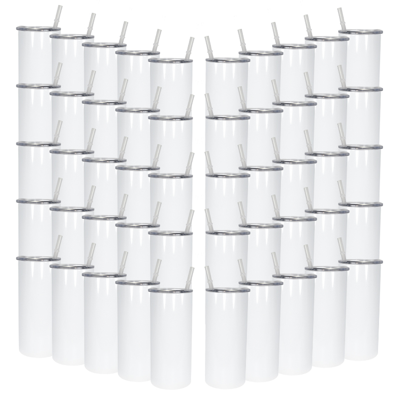 RTS USA Warehouse Stocked 50pcs/ctn 15oz Flat Sublimation Straight Tumbler With Plastic Straw