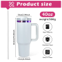 RTS USA Warehouse Stock 12pcs/ctn 40oz Purple Coated Underneath Powder Coated Stainless Steel Tumblers for Laser or Printing