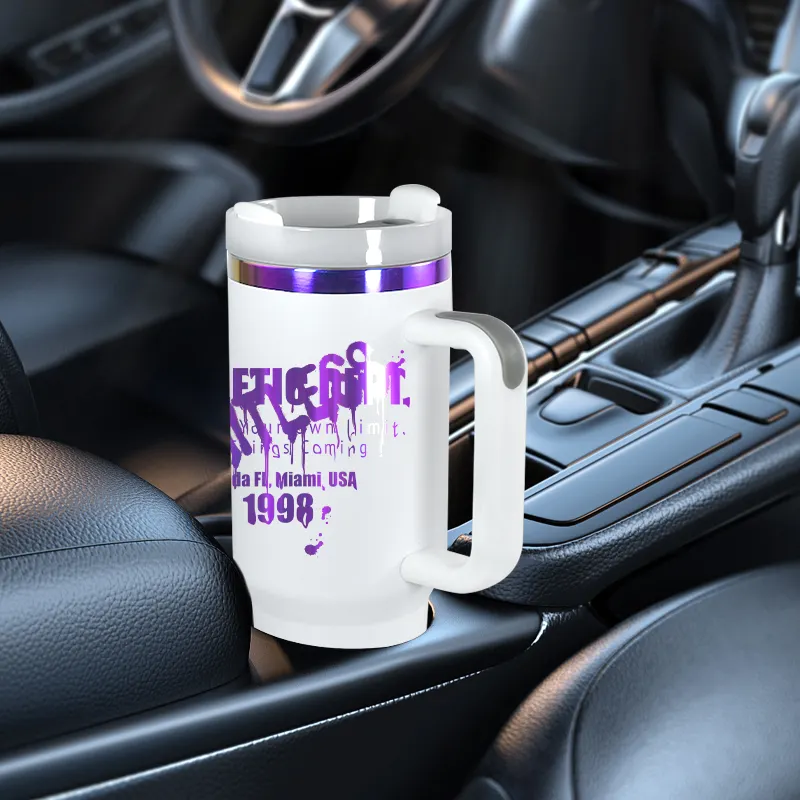 RTS USA Warehouse Stock 12pcs/ctn 40oz Purple Coated Underneath Powder Coated Stainless Steel Tumblers for Laser or Printing