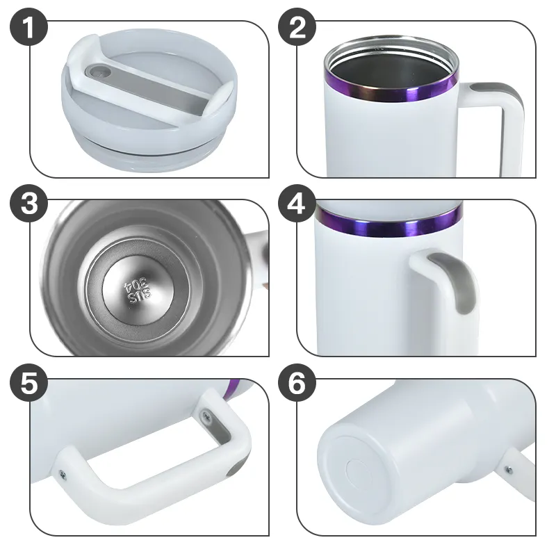 RTS USA Warehouse Stock 12pcs/ctn 40oz Purple Coated Underneath Powder Coated Stainless Steel Tumblers for Laser or Printing