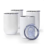 US Warehouse 12oz Sublimation White Straight Wine Tumbler Egg Stainless Steel Double Walled Shaped Cup Wine Tumbler With Lid