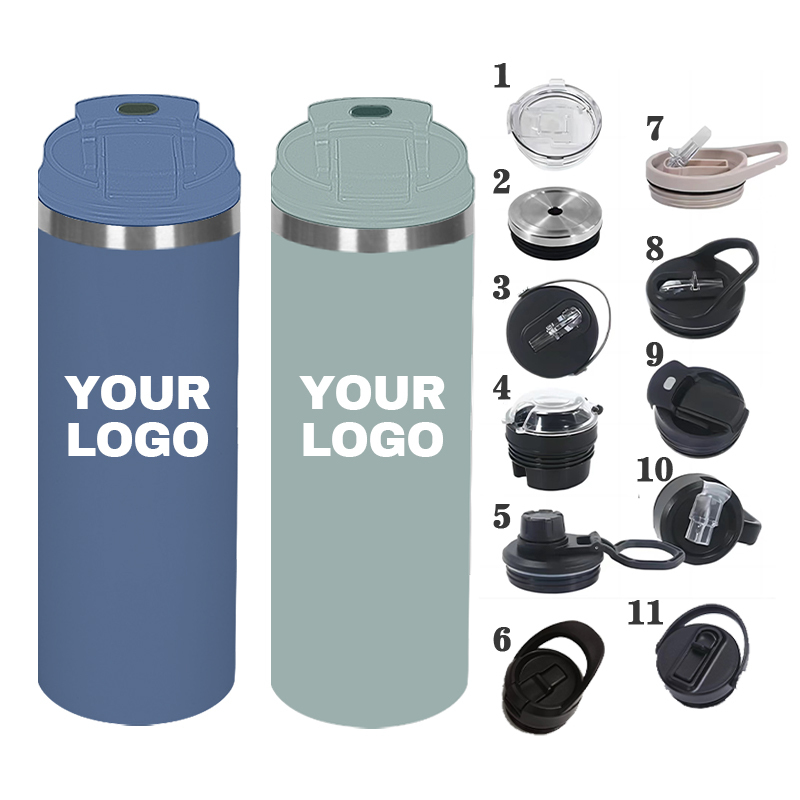 Custom 20oz Straw Lid Stainless Steel Vacuum Insulated Water Bottle Iced Coffee Tumbler Cup with Handle and Straw